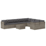 10 Piece Garden Lounge Set with Cushions Grey Poly Rattan - Top-Down View