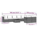 10 Piece Garden Lounge Set with Cushions Grey Poly Rattan - Extra Image