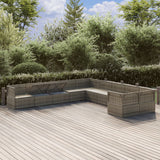 10 Piece Garden Lounge Set with Cushions Grey Poly Rattan - Side View