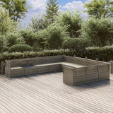 11 Piece Garden Lounge Set with Cushions Grey Poly Rattan - Side View