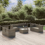 8 Piece Garden Lounge Set with Cushions Grey Poly Rattan