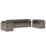 8 Piece Garden Lounge Set with Cushions Grey Poly Rattan