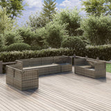 8 Piece Garden Lounge Set with Cushions Grey Poly Rattan