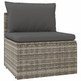 8 Piece Garden Lounge Set with Cushions Grey Poly Rattan - Rear View
