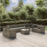 9 Piece Garden Lounge Set with Cushions Grey Poly Rattan - Side View
