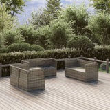 Garden Corner Sofas 6 pcs Grey 57x57x56 cm Poly Rattan - Side View