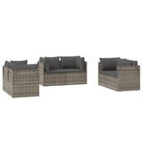 Garden Corner Sofas 6 pcs Grey 57x57x56 cm Poly Rattan - Top-Down View