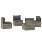 Garden Middle Sofas 4 pcs Grey 57x57x56 cm Poly Rattan