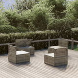 Garden Middle Sofas 4 pcs Grey 57x57x56 cm Poly Rattan
