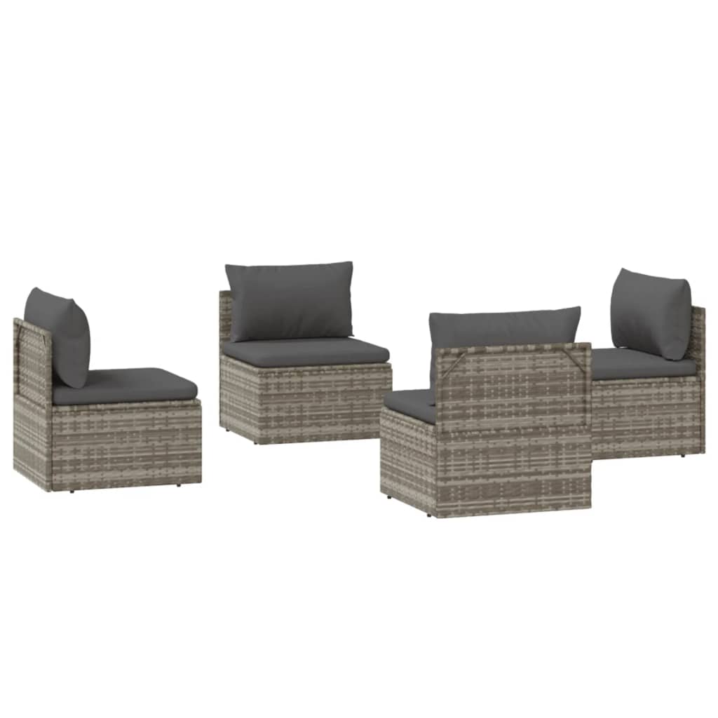 Garden Middle Sofas 4 pcs Grey 57x57x56 cm Poly Rattan