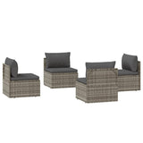Garden Middle Sofas 4 pcs Grey 57x57x56 cm Poly Rattan