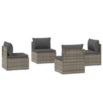 Garden Middle Sofas 4 pcs Grey 57x57x56 cm Poly Rattan