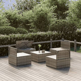 5 Piece Garden Lounge Set with Cushions Grey Poly Rattan - Side View