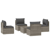 5 Piece Garden Lounge Set with Cushions Grey Poly Rattan - Top-Down View