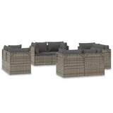 Garden Corner Sofas 8 pcs Grey 57x57x56 cm Poly Rattan - Front View