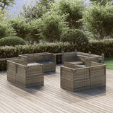 Garden Corner Sofas 8 pcs Grey 57x57x56 cm Poly Rattan - Side View