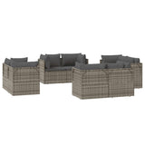 Garden Corner Sofas 8 pcs Grey 57x57x56 cm Poly Rattan - Top-Down View