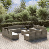 13 Piece Garden Lounge Set with Cushions Grey Poly Rattan - Side View
