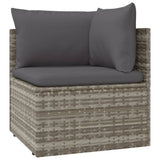13 Piece Garden Lounge Set with Cushions Grey Poly Rattan - Rear View