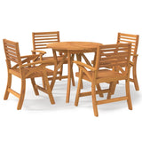 5 Piece Garden Dining Set Solid Wood Acacia - Front View