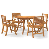 5 Piece Garden Dining Set Solid Wood Acacia - Front View