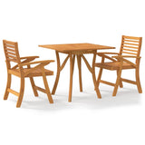 3 Piece Garden Dining Set Solid Wood Acacia - Front View