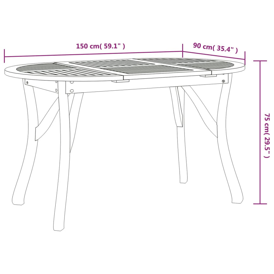 7 Piece Garden Dining Set Solid Wood Acacia