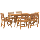 7 Piece Garden Dining Set Solid Wood Acacia - Side View