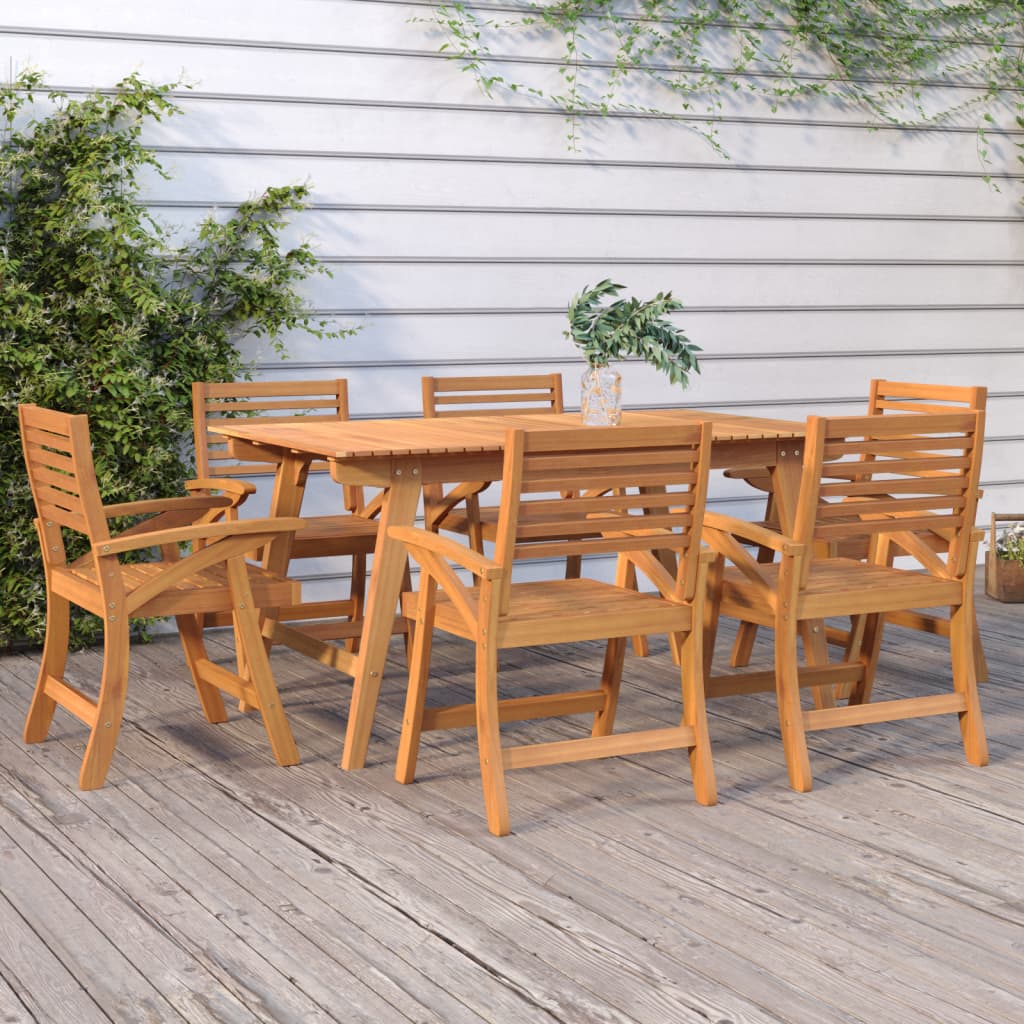 7 Piece Garden Dining Set Solid Wood Acacia
