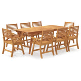 9 Piece Garden Dining Set Solid Wood Acacia - Front View