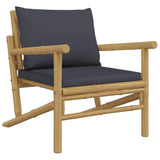 4 Piece Garden Lounge Set with Dark Grey Cushions Bamboo - 45-Degree Angle