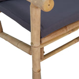 4 Piece Garden Lounge Set with Dark Grey Cushions Bamboo - Close-Up Angle