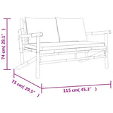 3 Piece Garden Lounge Set with Cream White Cushions Bamboo - Low Angle
