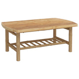 5 Piece Garden Lounge Set with Dark Grey Cushions Bamboo - Rear View