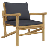 5 Piece Garden Lounge Set with Dark Grey Cushions Bamboo - Top-Down View