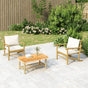 3 Piece Garden Lounge Set with Cream White Cushions Bamboo