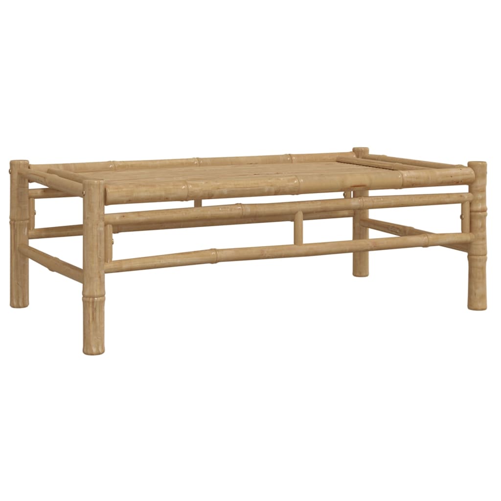 4 Piece Garden Lounge Set with Cream White Cushions Bamboo