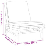 5 Piece Garden Lounge Set with Dark Grey Cushions Bamboo - Extra Image