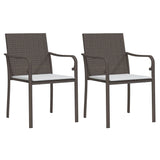 Garden Chairs with Cushions 2 pcs Brown 56x59x84 cm Poly Rattan - Front View