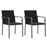 Garden Chairs with Cushions 2 pcs Black 56x59x84 cm Poly Rattan - Front View