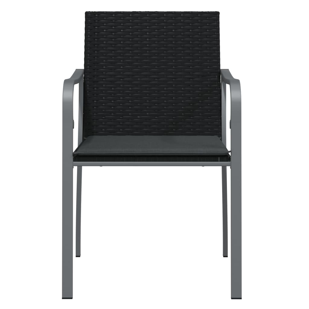 Garden Chairs with Cushions 2 pcs Black 56x59x84 cm Poly Rattan