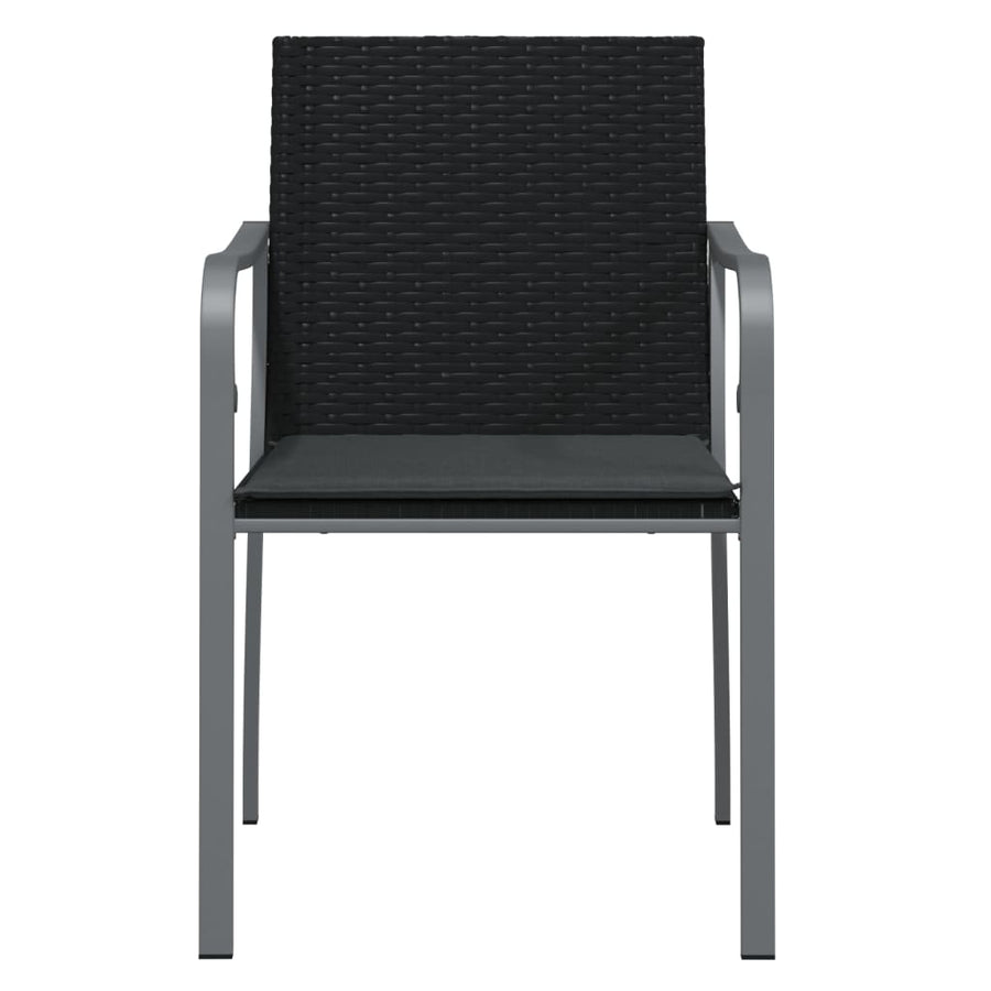 Garden Chairs with Cushions 2 pcs Black 56x59x84 cm Poly Rattan