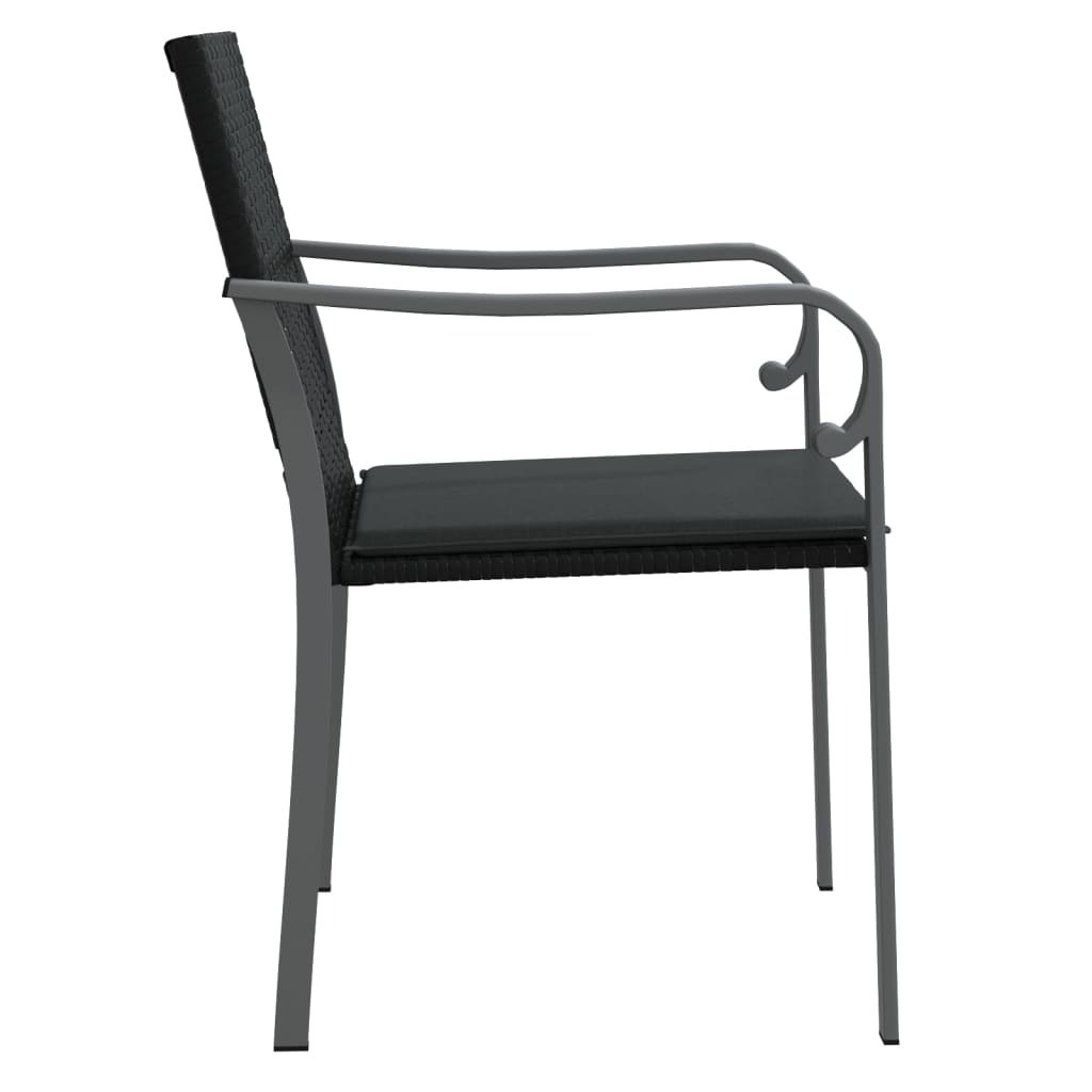 Garden Chairs with Cushions 2 pcs Black 56x59x84 cm Poly Rattan