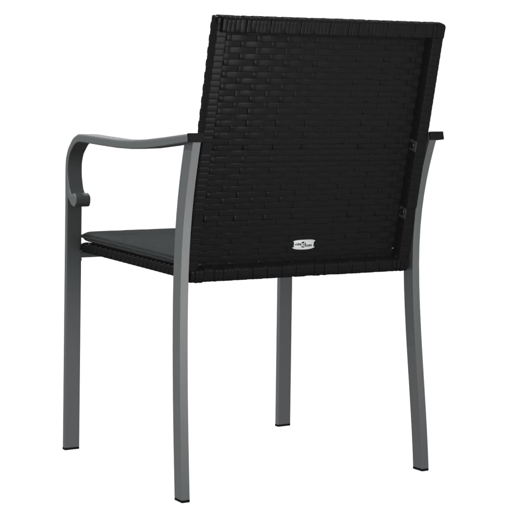 Garden Chairs with Cushions 2 pcs Black 56x59x84 cm Poly Rattan