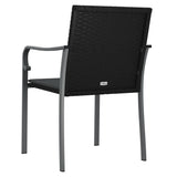 Garden Chairs with Cushions 2 pcs Black 56x59x84 cm Poly Rattan - Rear View