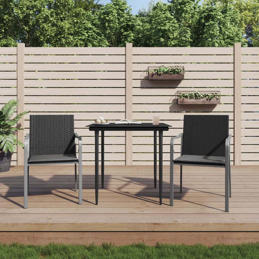 Garden Chairs with Cushions 2 pcs Black 56x59x84 cm Poly Rattan