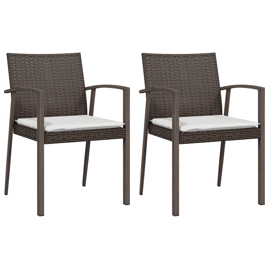Garden Chairs with Cushions 2 pcs Brown 56.5x57x83 cm