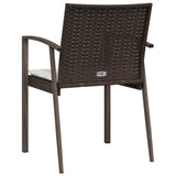 Garden Chairs with Cushions 2 pcs Brown 56.5x57x83 cm Poly Rattan - Rear View