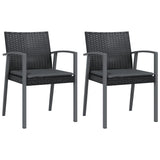Garden Chairs with Cushions 2 pcs Black 56.5x57x83 cm Poly Rattan