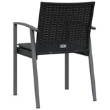 Garden Chairs with Cushions 2 pcs Black 56.5x57x83 cm Poly Rattan - Rear View